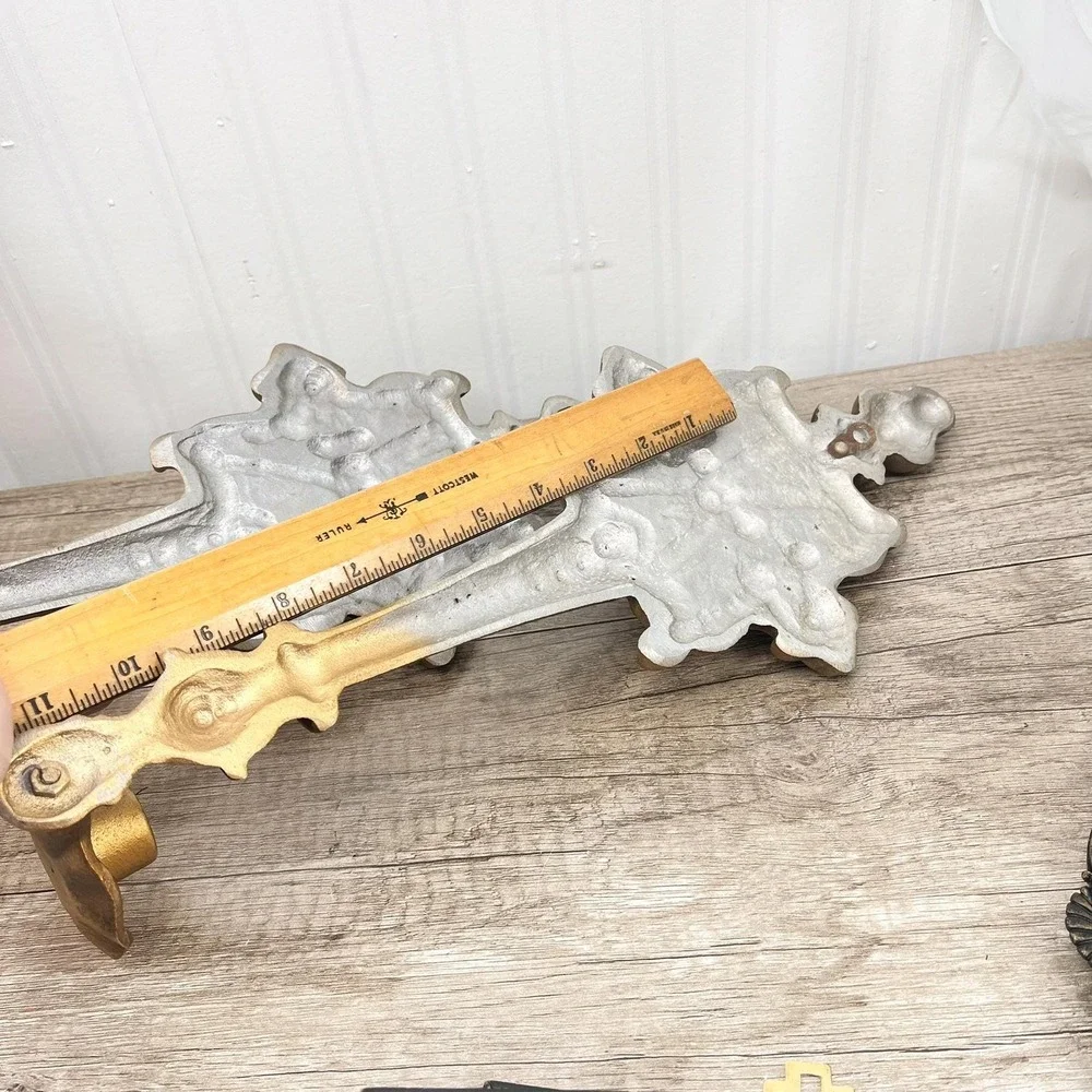Vintage Hoda Gilt Wall Sconce Pair | 16" Ornate Gold Taper Candle Holders